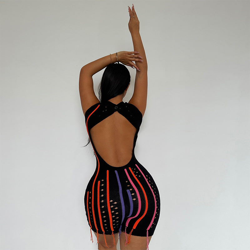 2024 Summer Fashion Knitted Embroidered Bodysuit