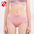 Silk Women's Breathable Lace Mid-Waist Boxer Shorts