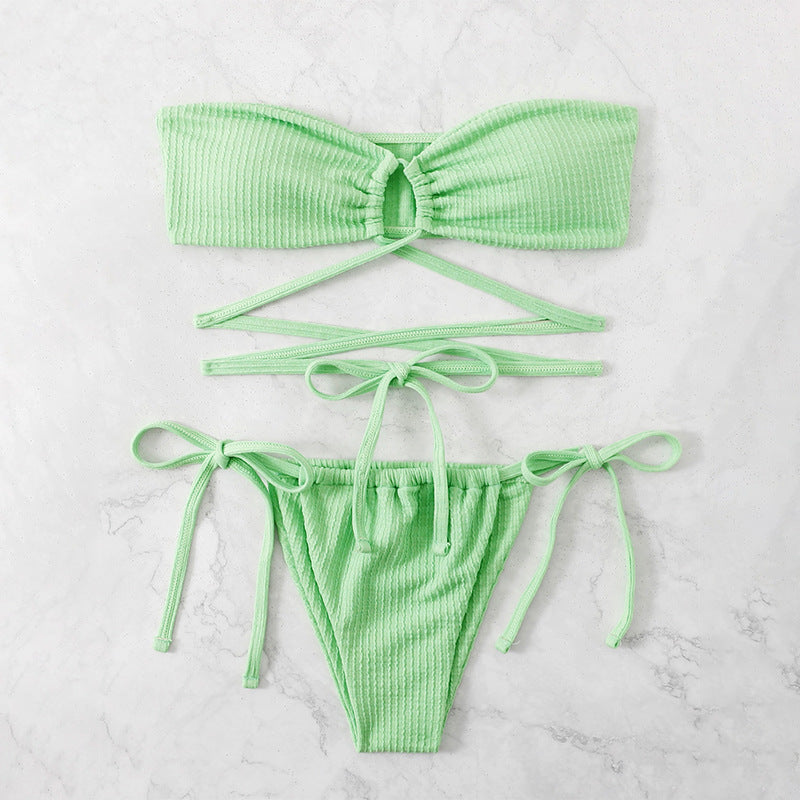 2024 New Amazon Solid Color Backless Bikini Set