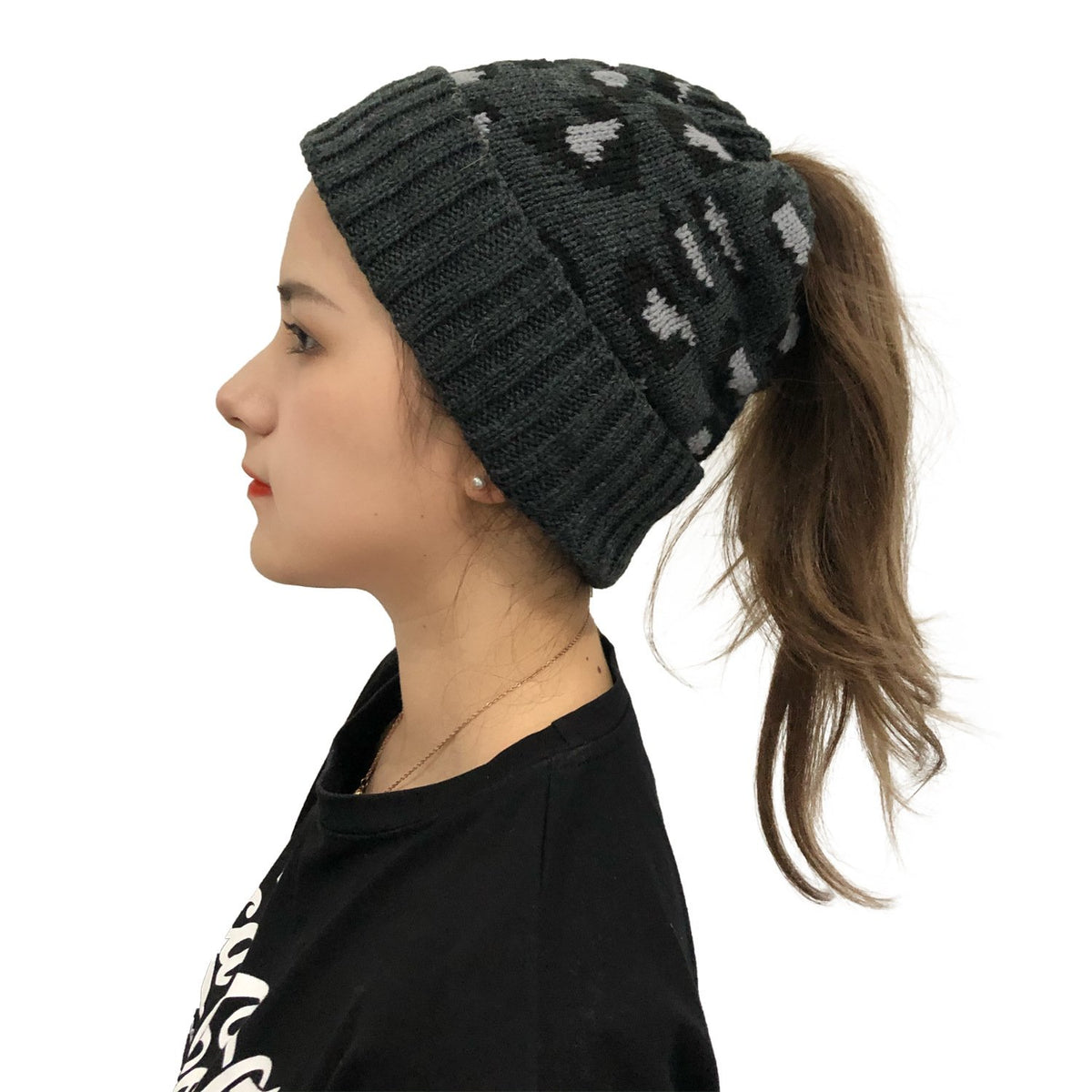 Leopard Print Knitted Beanie for Autumn and Winter | Embroidered Cap