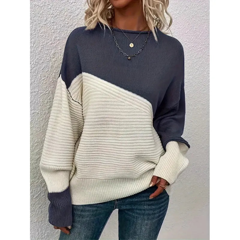 Women's Colorblock Knitted Sweater Pullover | Streetwear