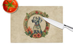 Weimaraner Christmas Flowers Glass Cutting Board
