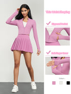 Women's Sexy Yoga Fitness Suit with Short Zipper Jacket