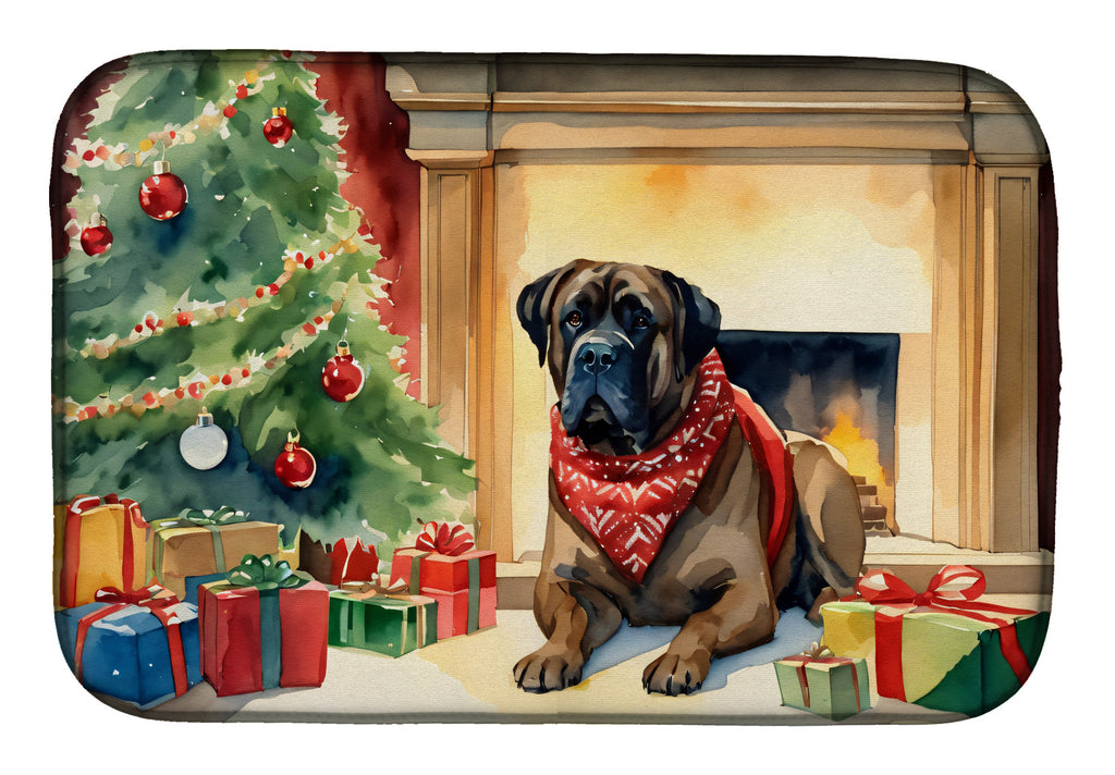Bullmastiff Cozy Christmas Dish Drying Mat