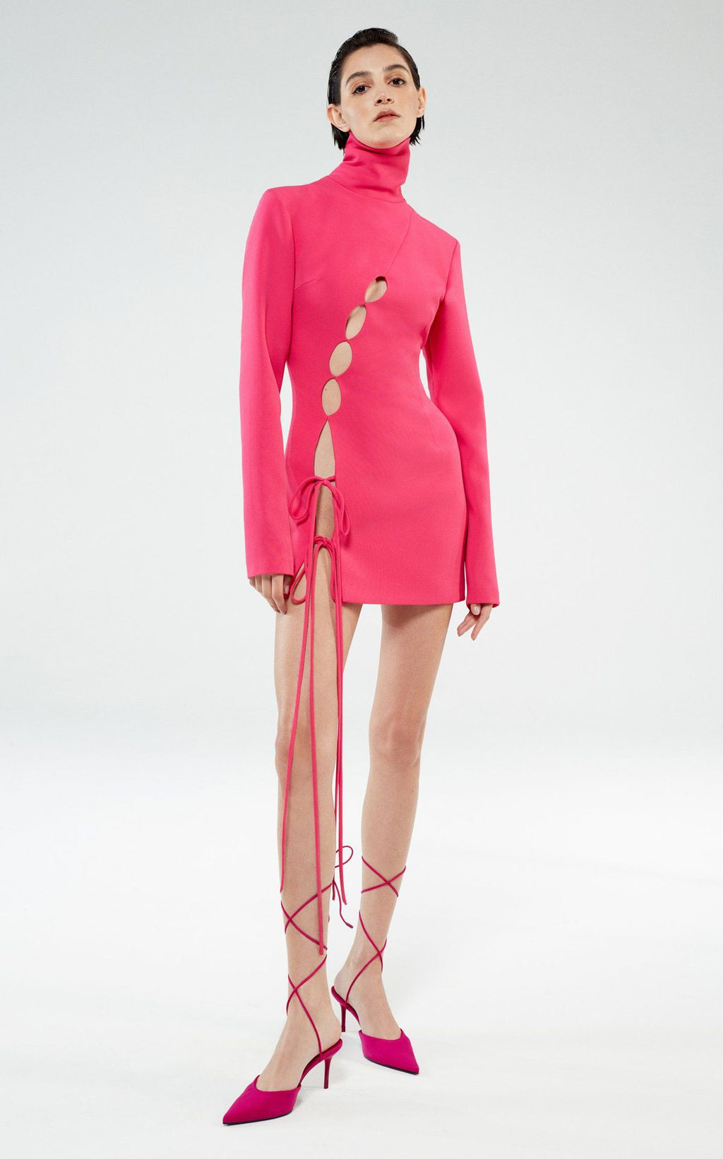 Long-Sleeved Scarf Collar Dress for Girls