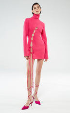 Long-Sleeved Scarf Collar Dress for Girls