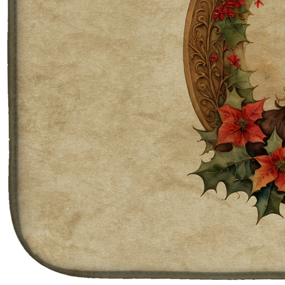 Briard Christmas Flowers Dish Drying Mat