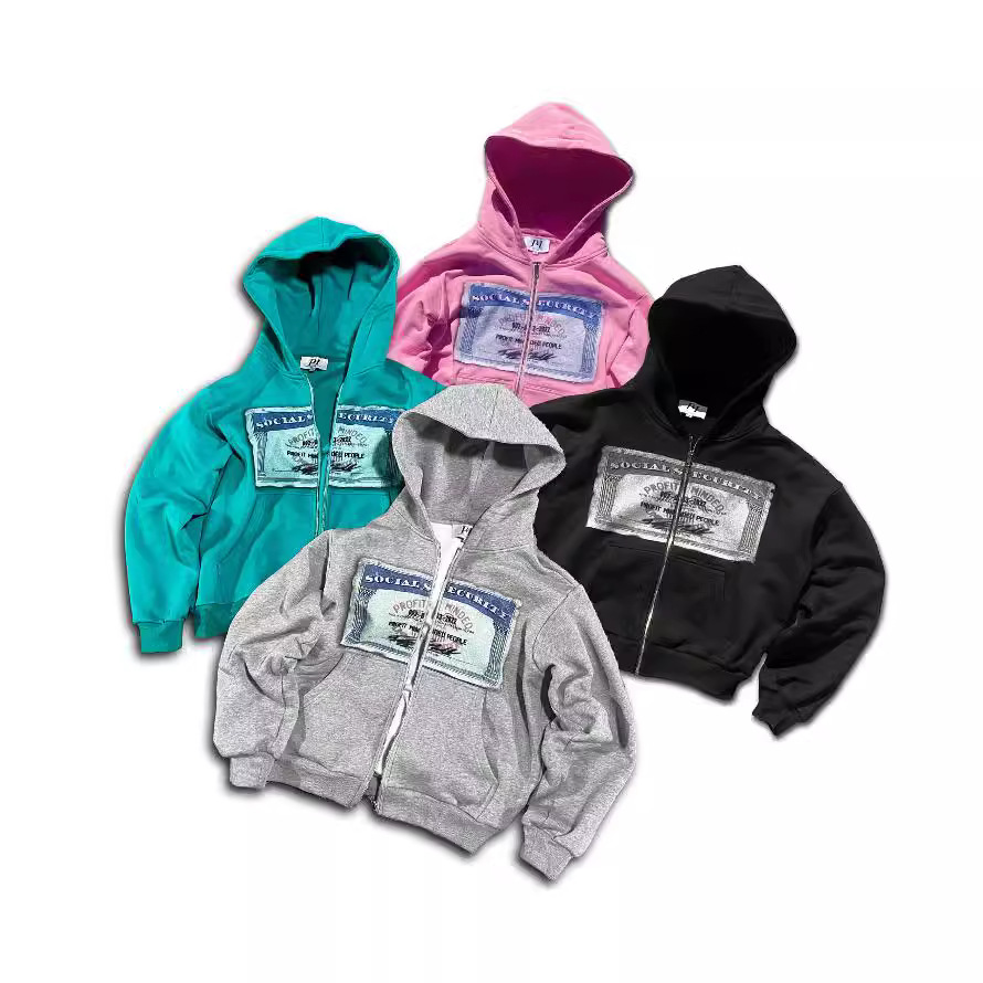 Loose Archaic Personality American Printed Hooded Long Sleeve Pullover Pocket Sweatshirt | Streetwear