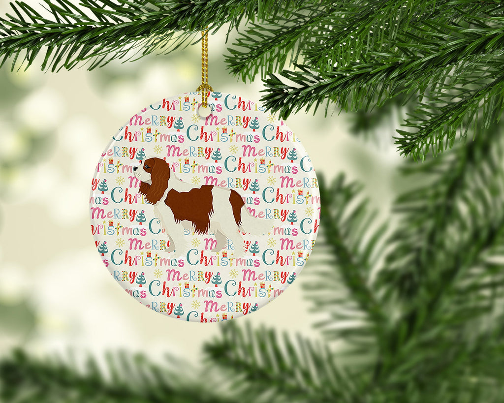 Cavalier Spaniel Merry Christmas Ceramic Ornament