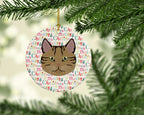 Scottish Straight Cat Christmas Ceramic Ornament