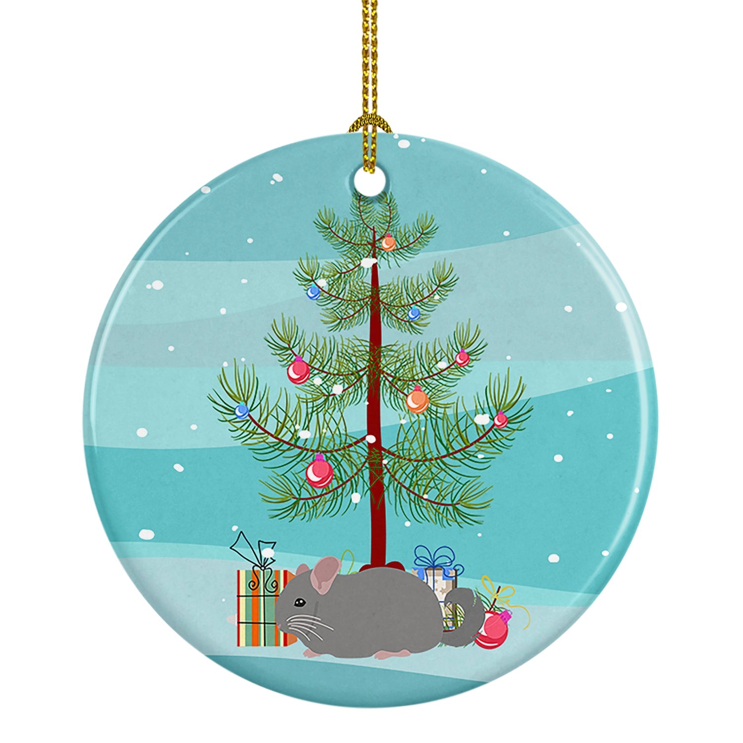 Agouti Chinchilla Merry Christmas Ceramic Ornament