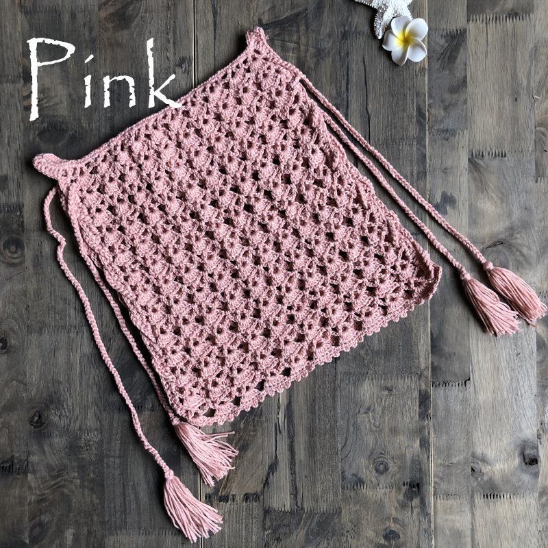 Hand-Knitted A-Line Skirt with Lace-Up Swimsuit