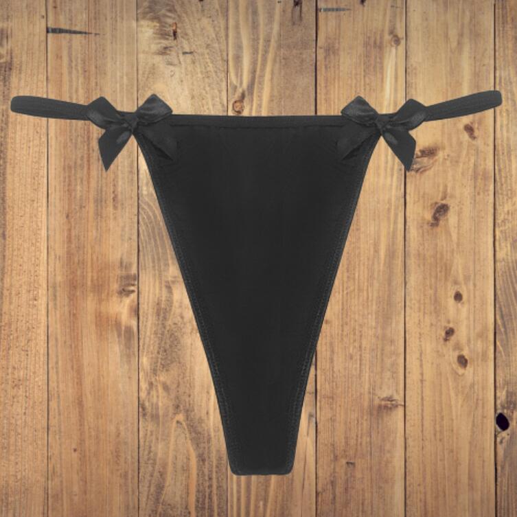 Women's Bowknot Low Waist Thong with Metal Chain