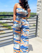 Sleeveless Printed Tube Top Ladies Jumpsuit