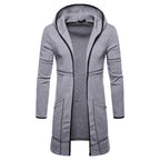 2024 Men's Solid Hooded Long Sleeve Trench Coat