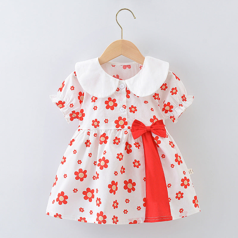 Girls' Summer Short Sleeve Cotton Dress 2024 New Style
