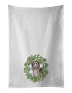 Dachshund Black and Tan Longhaired Christmas Wreath Kitchen Towel Set of 2