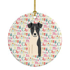 Merry Christmas Smooth Fox Terrier Ceramic Ornament