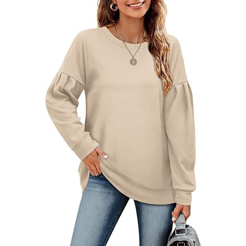 Women's Round Neck Solid Color Sweatshirt | Streetwear
