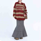 Oversized Striped Mohair Sweater for Women and Couples