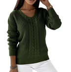 Cozy Twist V-Neck Knit Pullover | Streetwear