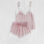 Lace Trimmed Women's Lingerie Pajama Set (Multiple Colors)