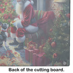 Boston Terrier and Santa Claus Glass Cutting Board