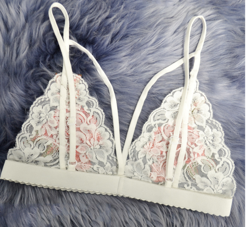 Lace Bra with Floral Sheer Design for Intimate Wear
