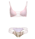 Snake Print Strapless Bikini Set