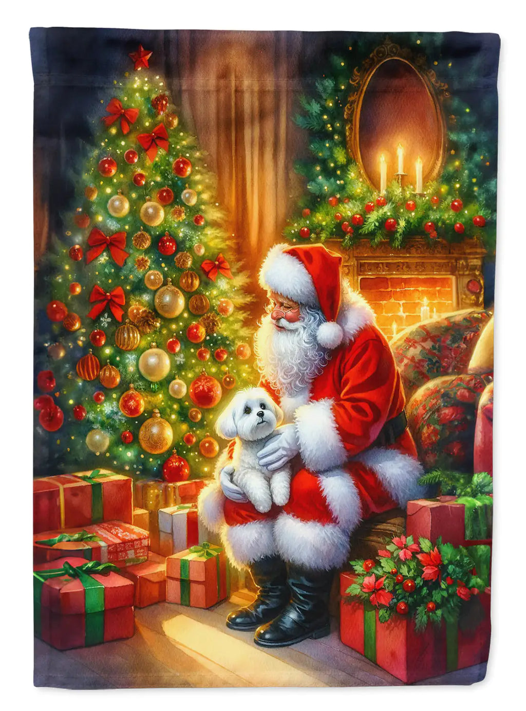 Maltese and Santa Claus Garden Flag