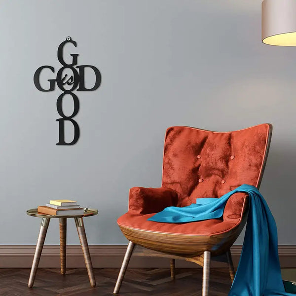 Cross God Is Good Metal Wall Art - Christian Decor