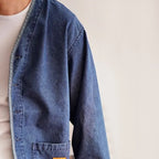 2024 Japanese Retro V-Neck Denim Jacket for Men