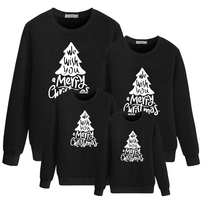 Autumn Christmas Tree Letter Printed Parent-Child Sweater