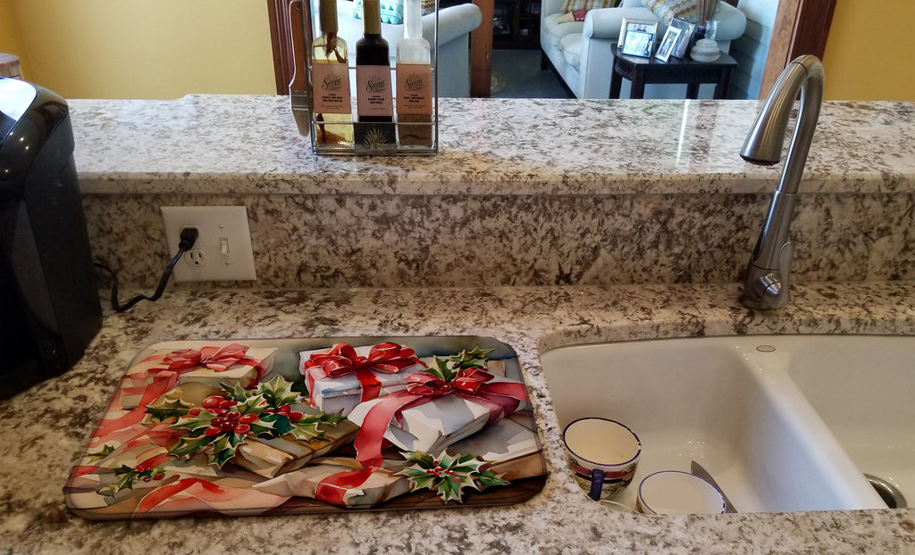 Christmas Bows & Ribbons Dish Drying Mat