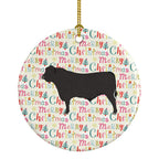 Black Angus Cow Christmas Ceramic Ornament