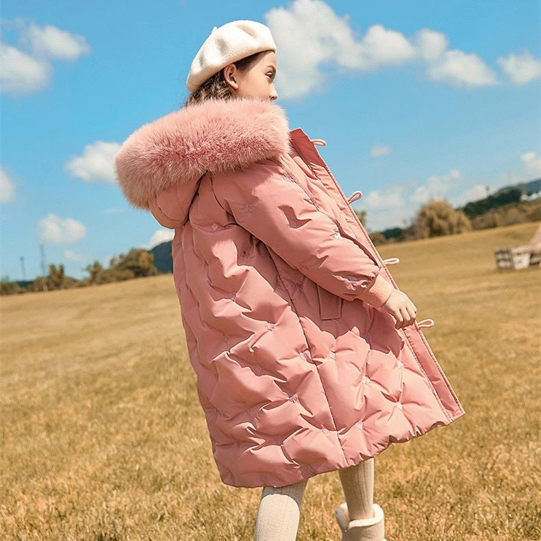 Girls' New Long Winter Down Jacket