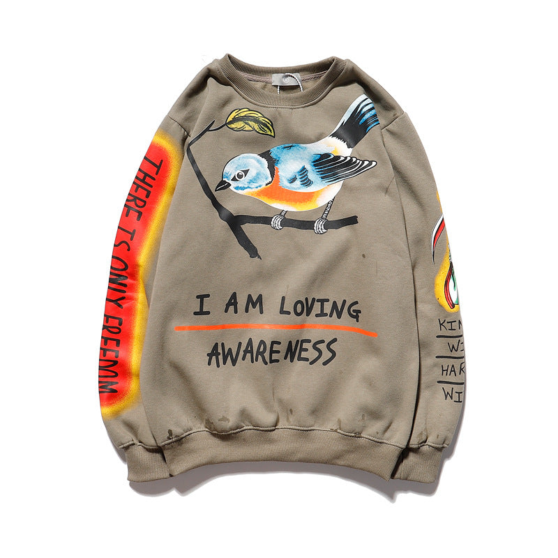 Hip Hop Printed Crewneck Sweatshirt Jacket | Streetwear