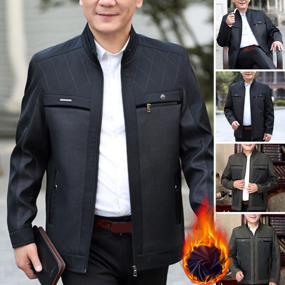 Men's Thick Plush Velvet Jacket with Stand Collar