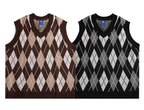 Men's Argyle Knitted Sweater Vest - Streetwear Fashion