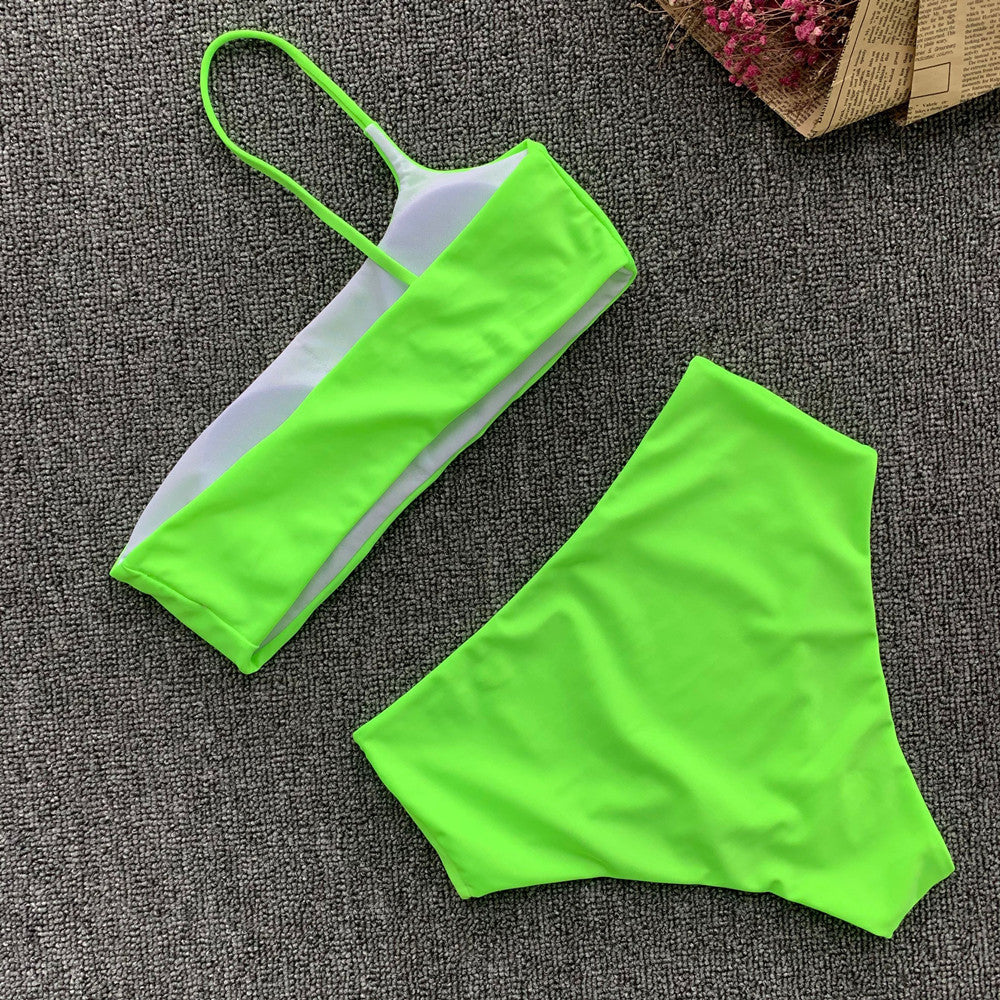 Chanshuang 2019 High-Waisted One-Shoulder Bikini Set