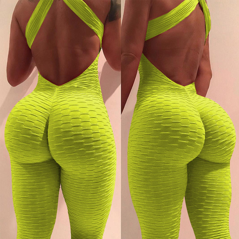 Fashionable Women's Backless Yoga Bodysuit in 8 Colors