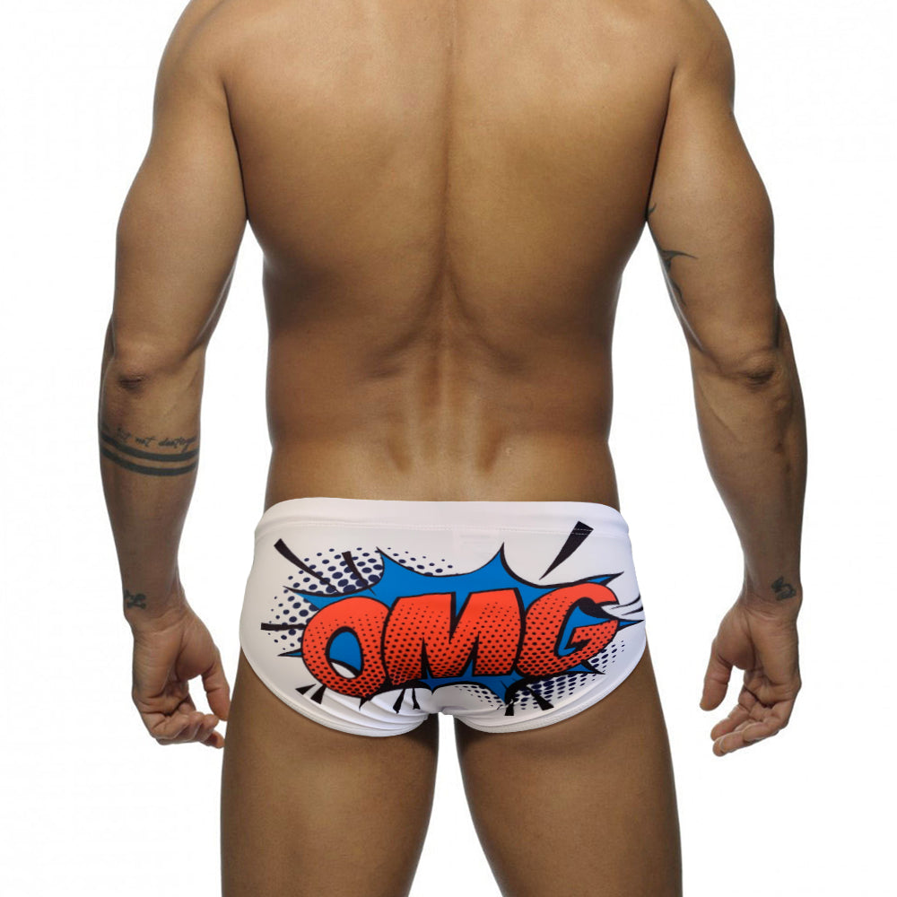 Men's Red Pop Art OMG Swim Briefs