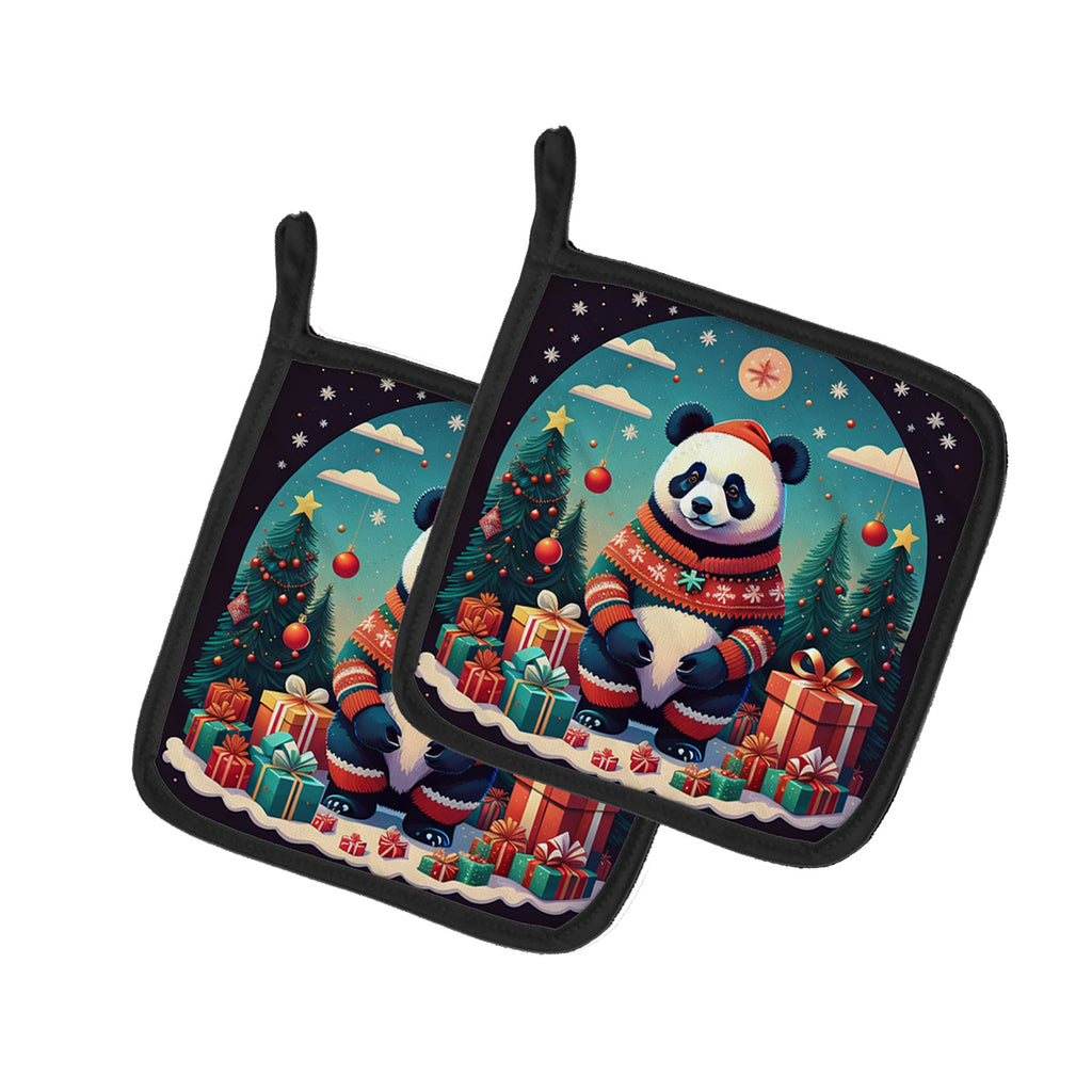 Panda Christmas Pair of Pot Holders