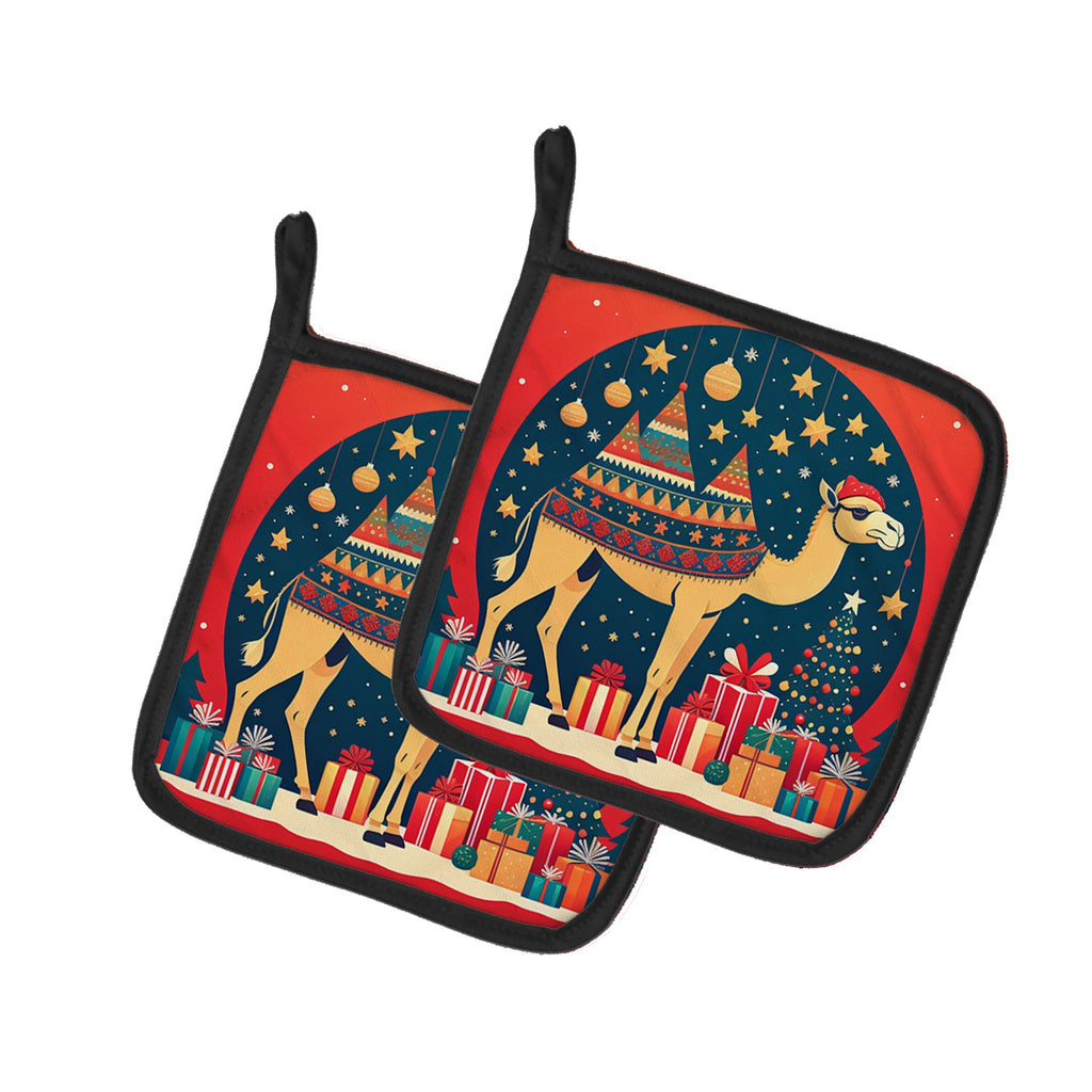 Camel Christmas Pair of Pot Holders