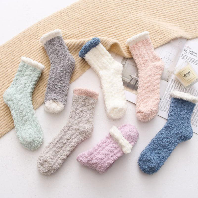 Coral Fleece Plus Fleece Floor Socks
