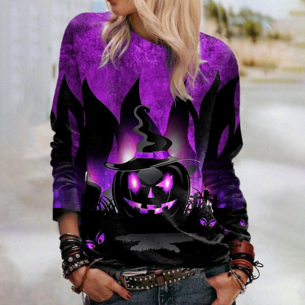Women's Halloween Graphic Crew Neck Sweatshirt | Streetwear