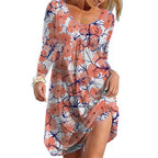 New Women's Long Sleeve Dress for Christmas Print