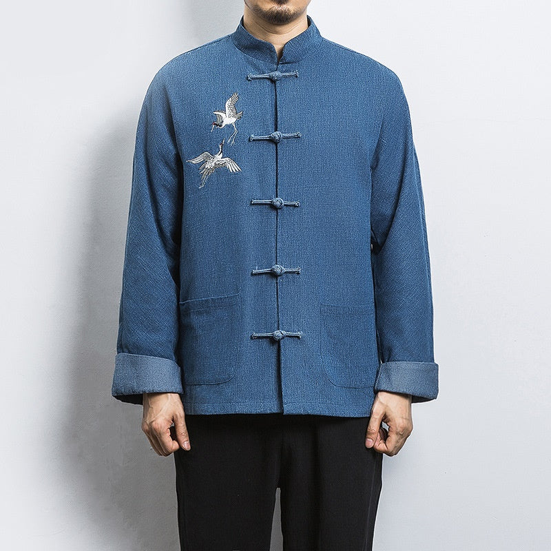 Men's Traditional Chinese Tangzhuang Jacket with Collar