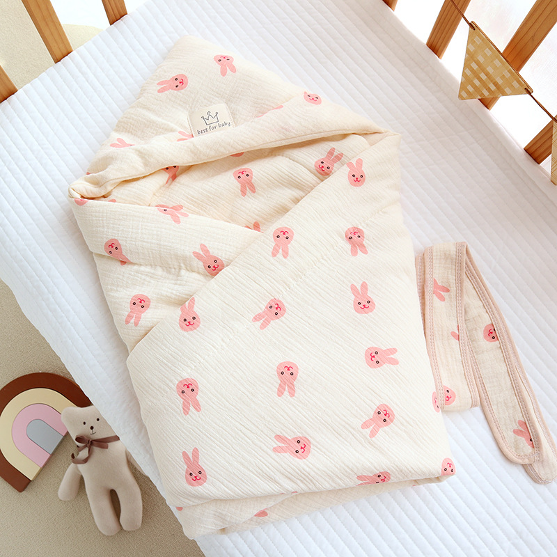 Newborn Crepe Beanie Fleece Quilted Bag | Embroidered Cap