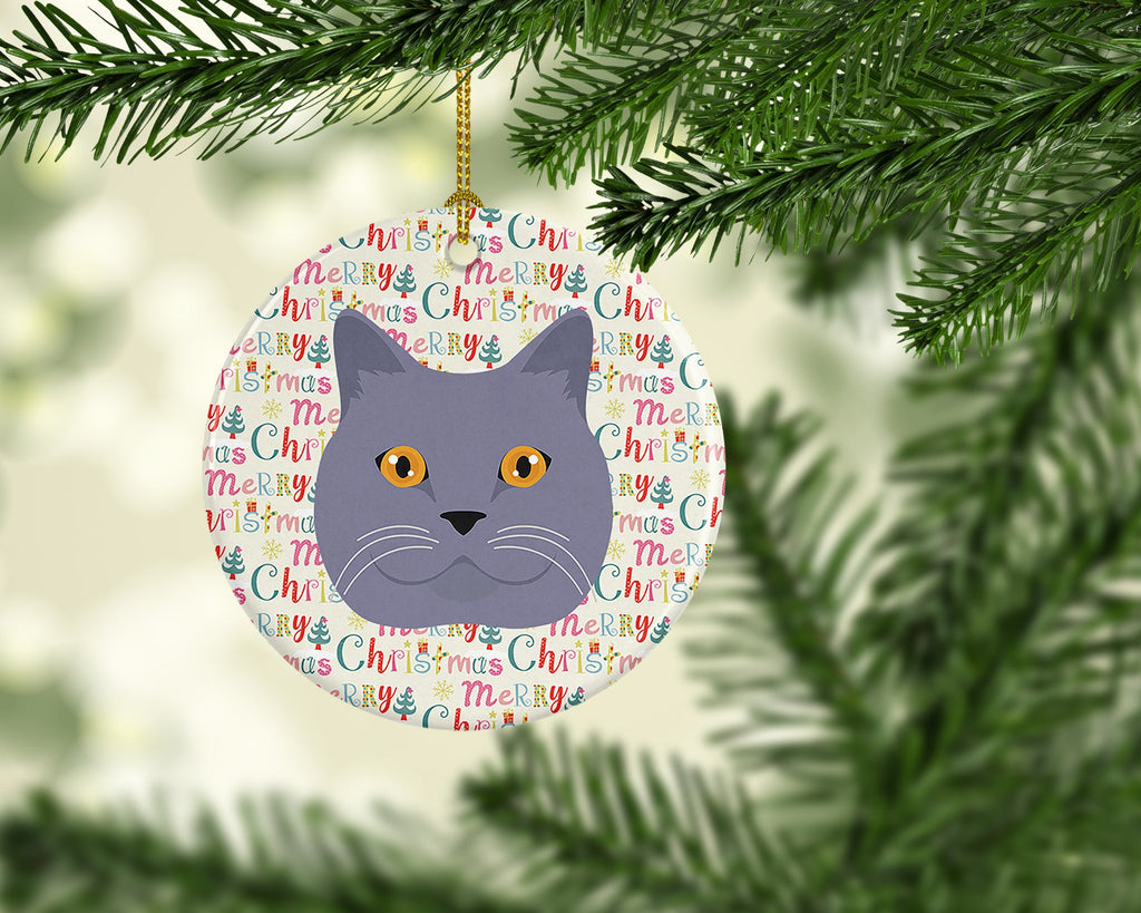 British Shorthair Cat Christmas Ceramic Ornament